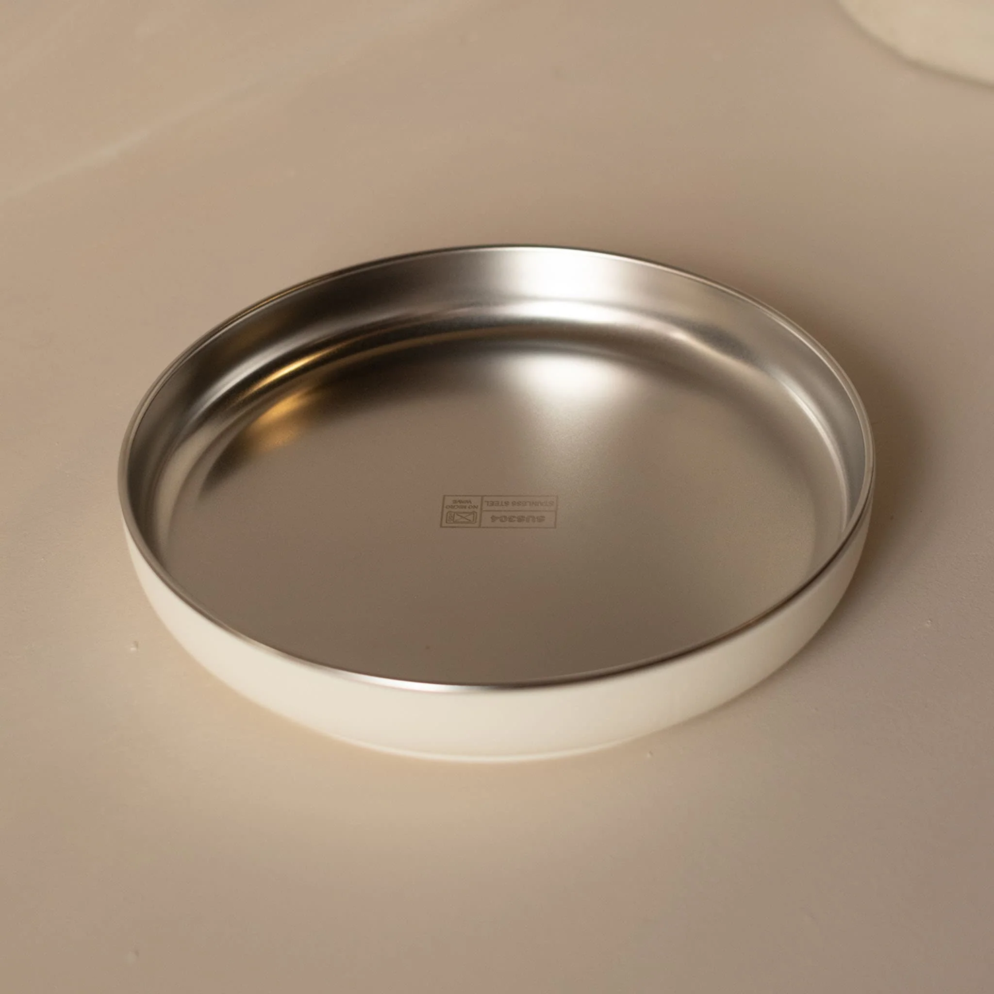 Assiette Stainless/silicone - Blanc Crème