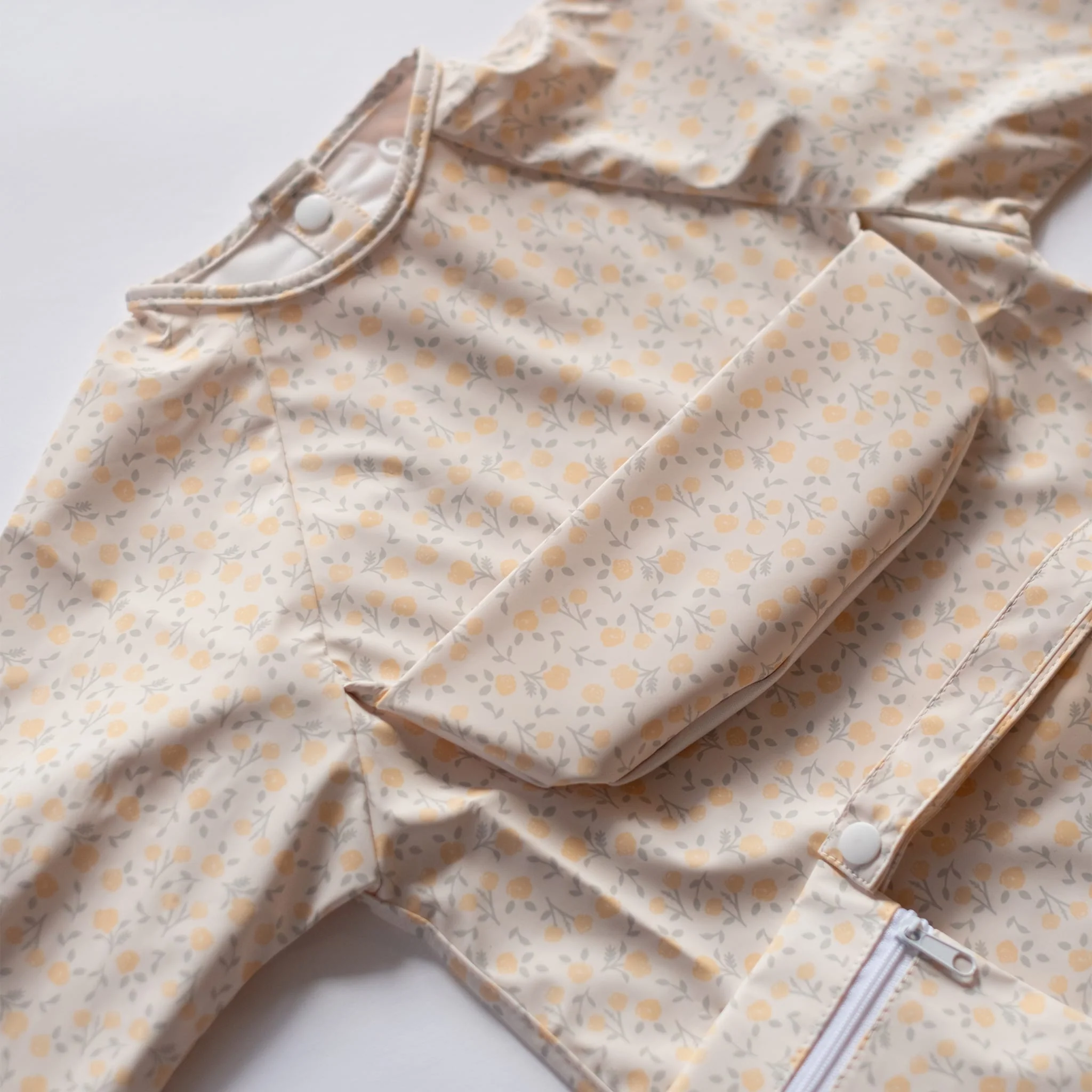 Bavoir Manche Longue Poche Intégrée  6-24m - Fleurs Jaune - Image 6