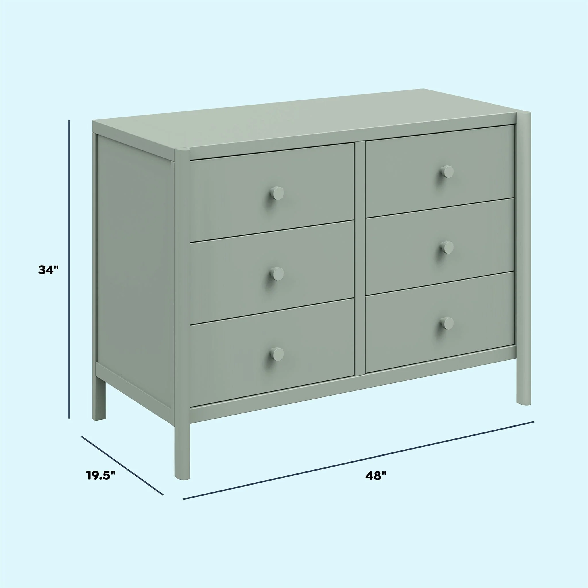 Commode 6 Tiroirs Birdie - Sauge - Image 5