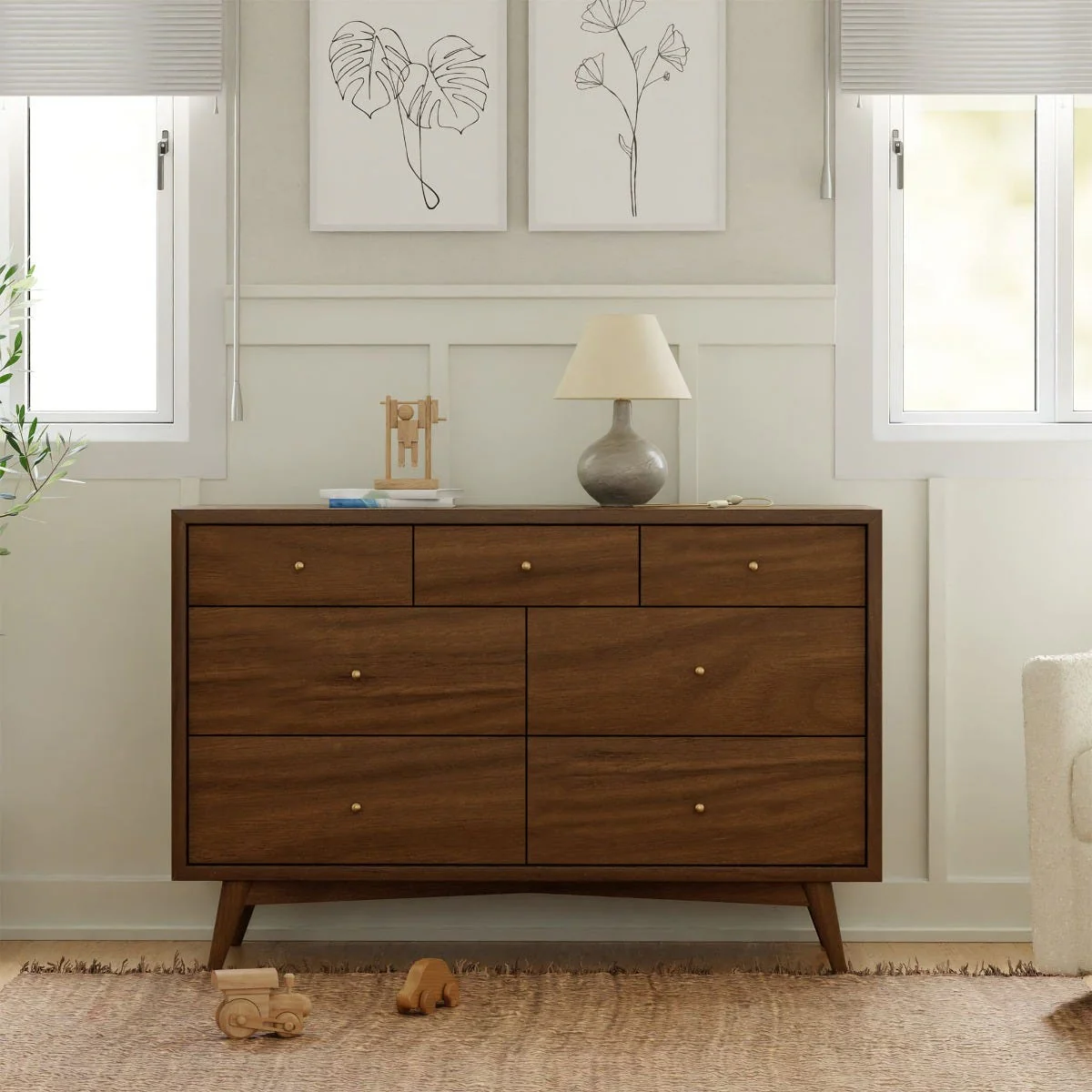 Commode 7 Tiroirs Palma - Noyer Naturel