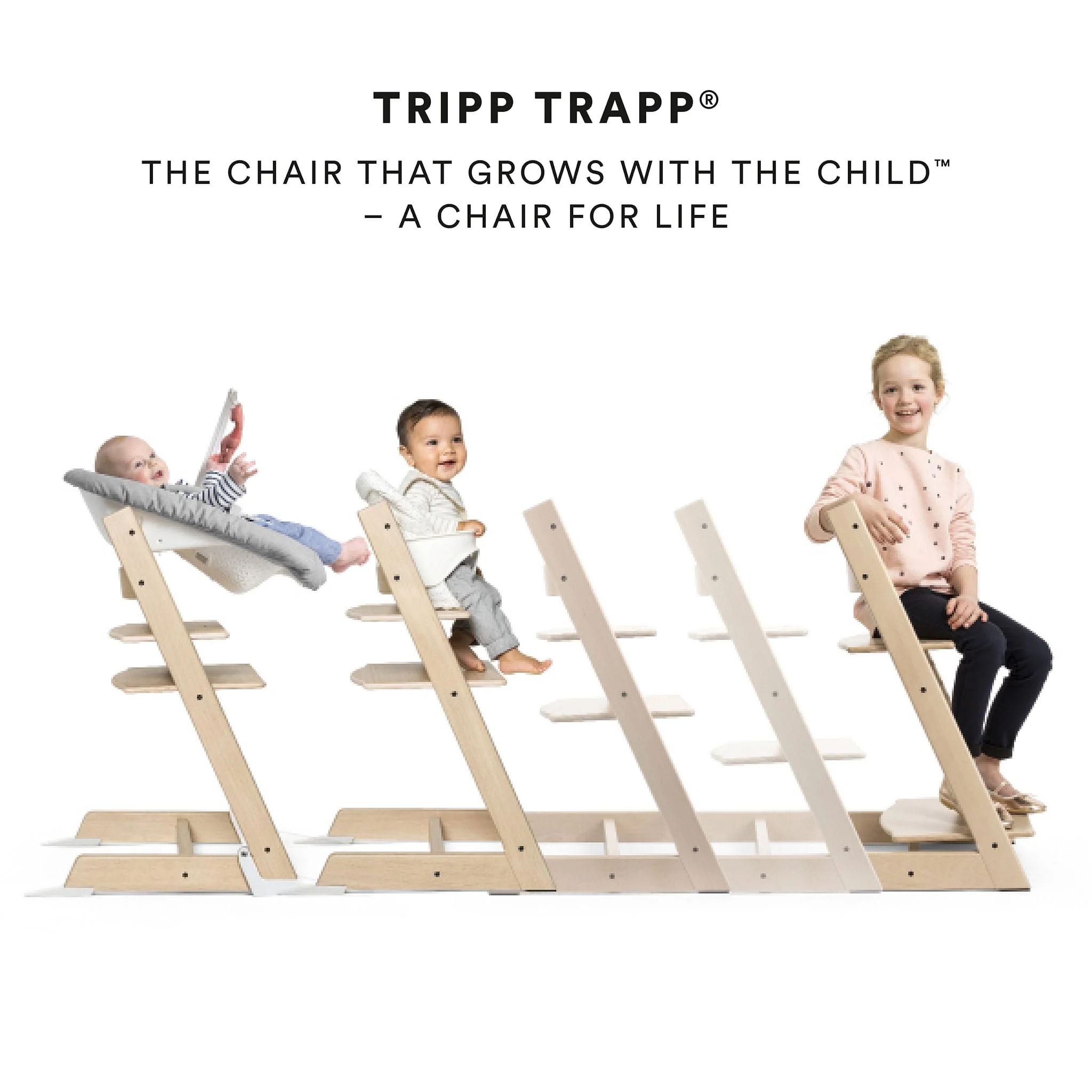 Chaise Haute Tripp Trapp® V2 + Coussin Gris avec Cabaret Stokke® Noir - Brun Chaud - Image 8
