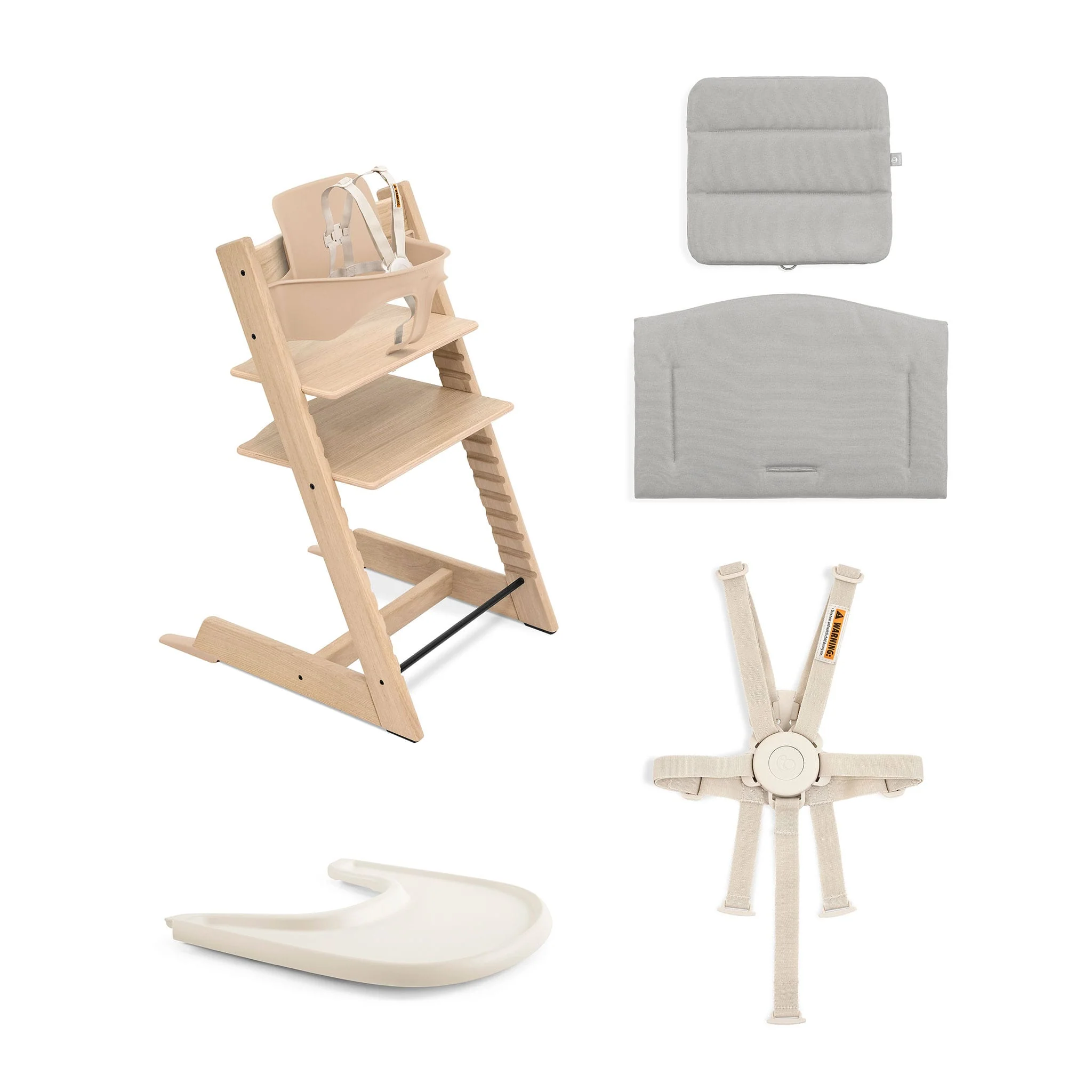 Chaise Haute Tripp Trapp® V2 Chêne Naturel + Coussin Gris avec Cabaret Stokke® - Naturel - Image 3