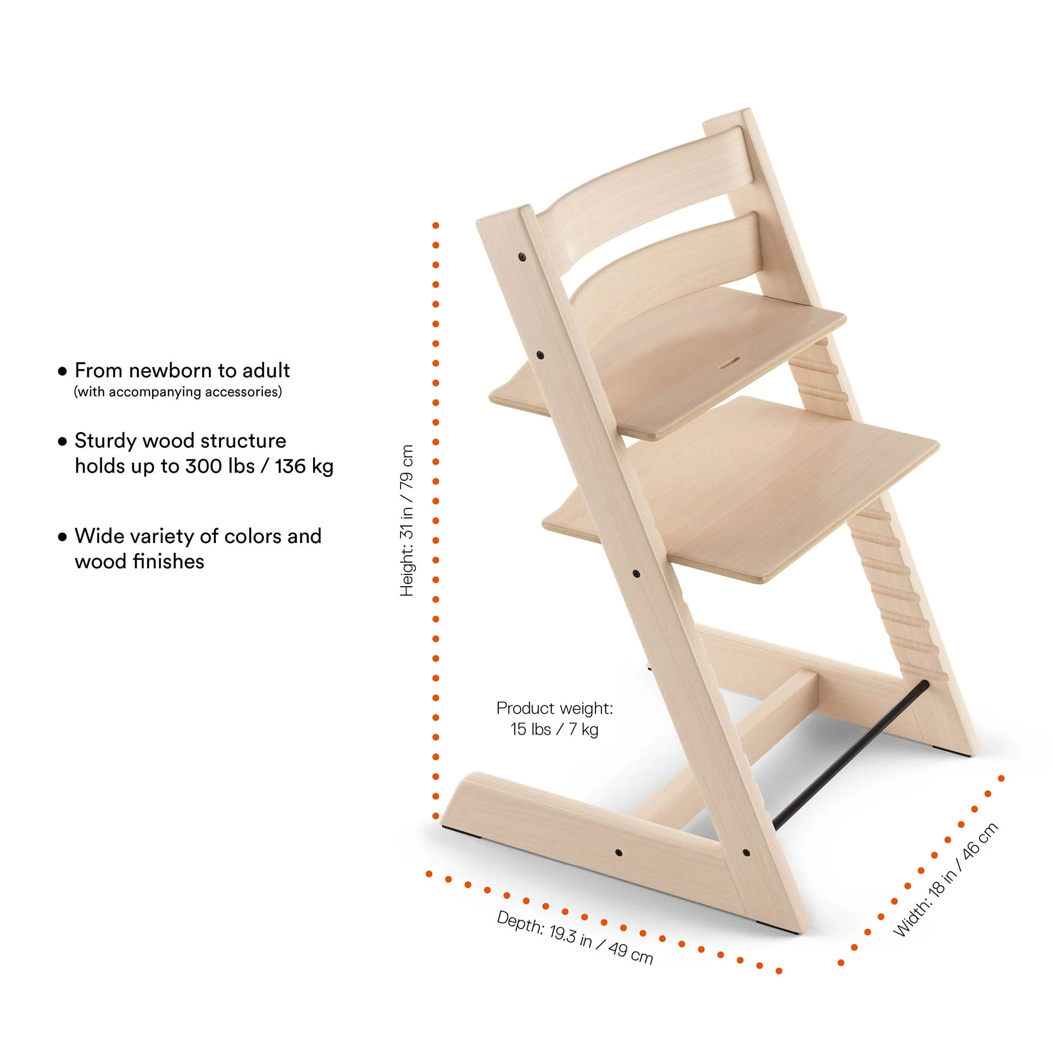 Chaise Haute Tripp Trapp® V2 Chêne Naturel + Coussin Gris avec Cabaret Stokke® - Naturel - Image 4