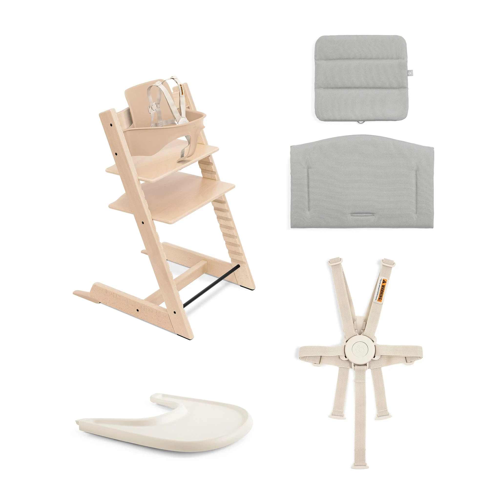 Chaise Haute Tripp Trapp® V2 Naturel + Coussin Gris avec Cabaret Stokke® Vanille - Image 8
