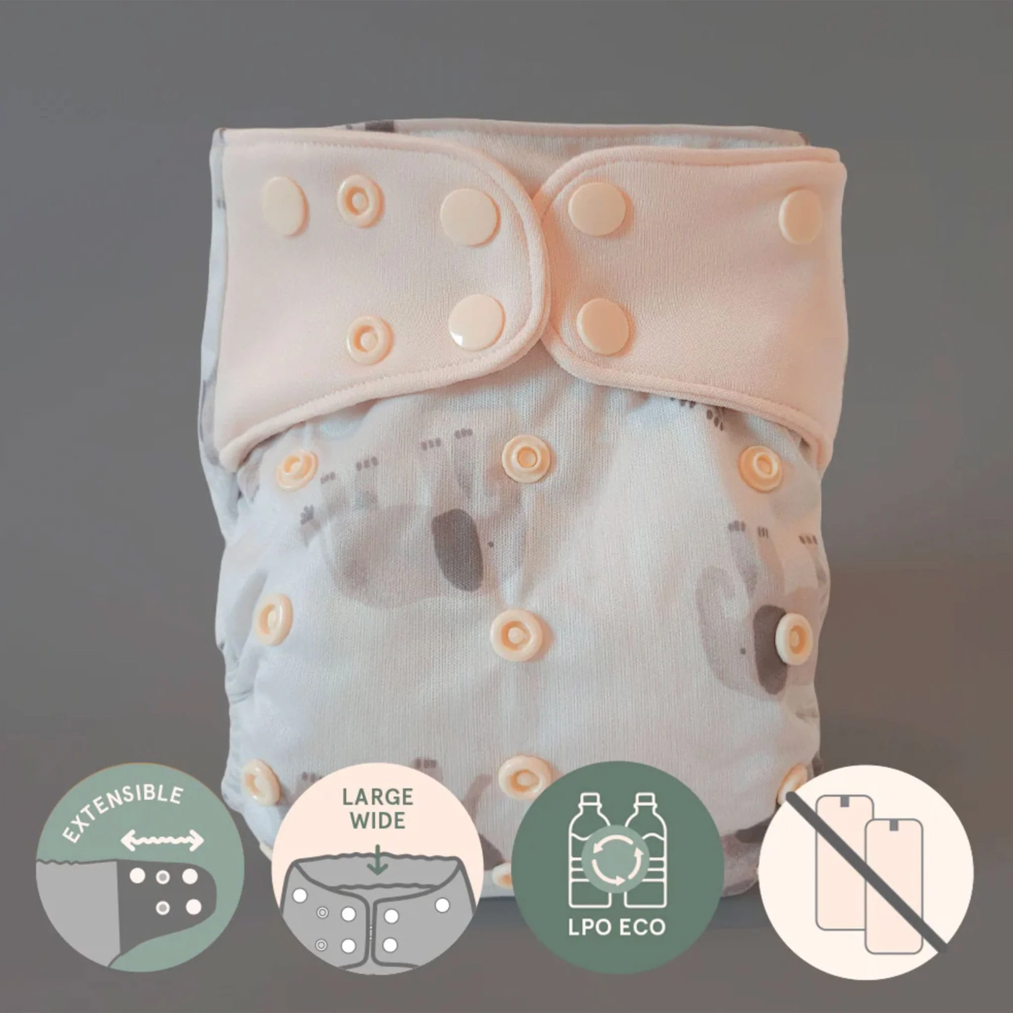 Couche Lavable Évolution 10-35lb -  Éléphants - Image 3