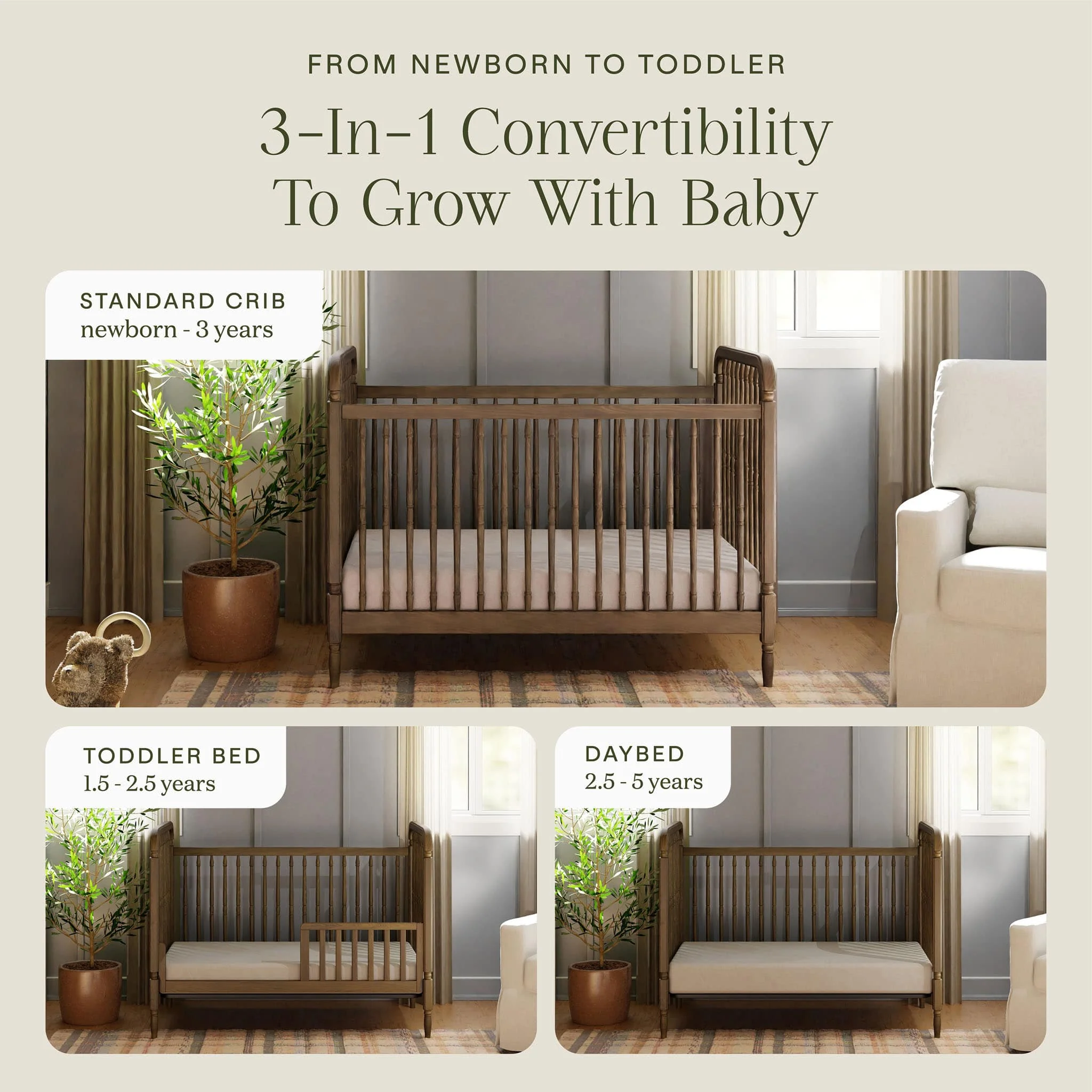 Couchette Convertible 3-en-1  Liberty avec Kit de Conversion - Noyer Naturel - Image 8