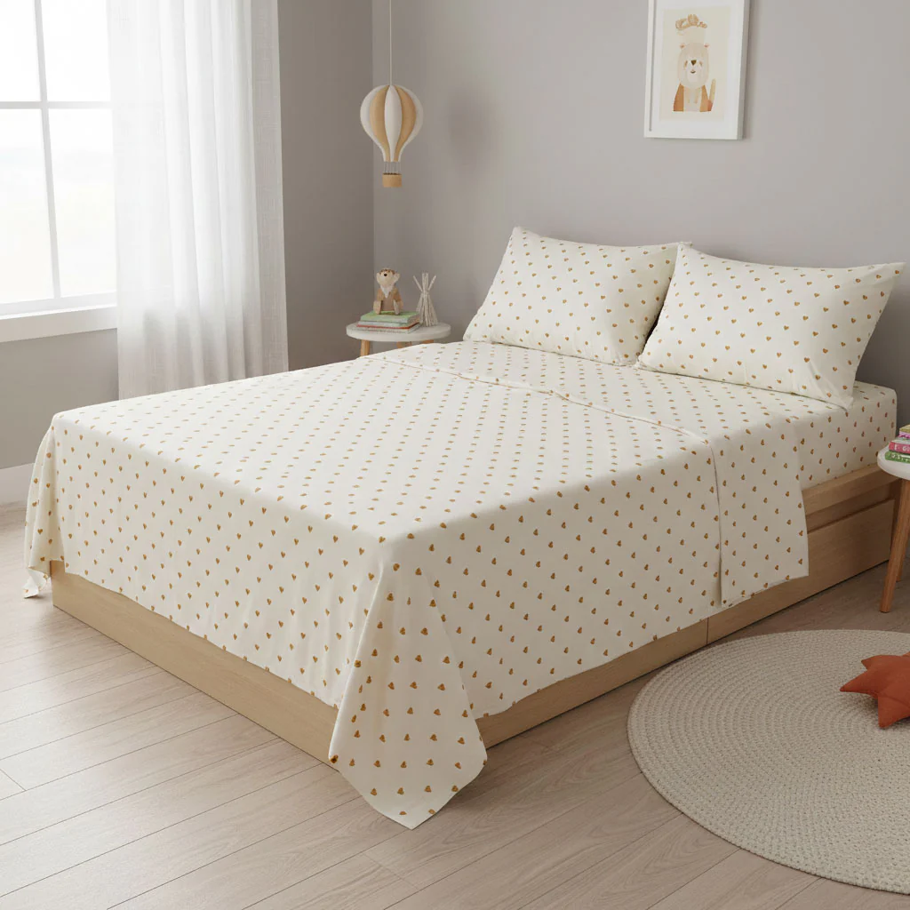 Ensemble Draps Lit Double - Coeurs - Image 3
