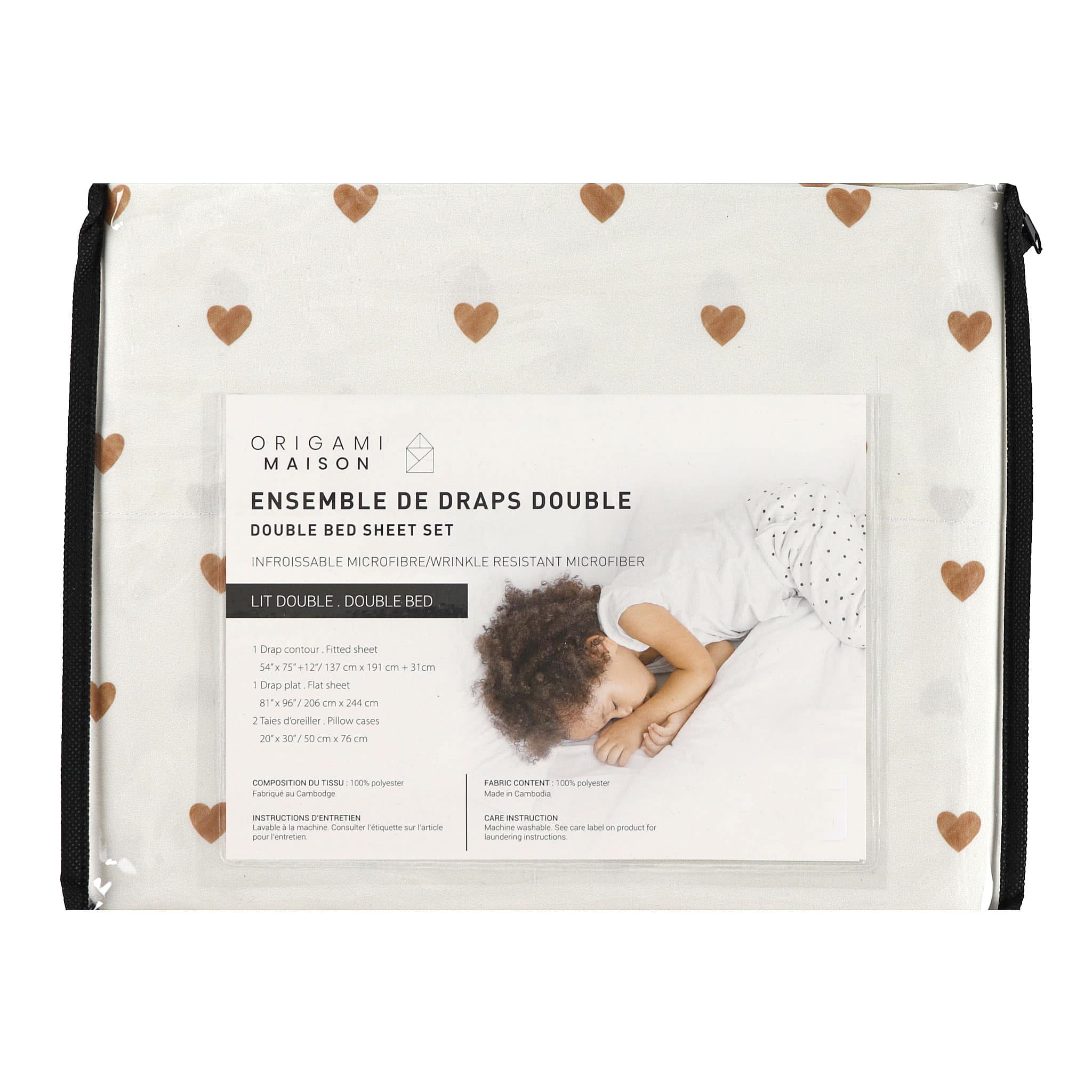 Ensemble Draps Lit Double - Coeurs - Image 4