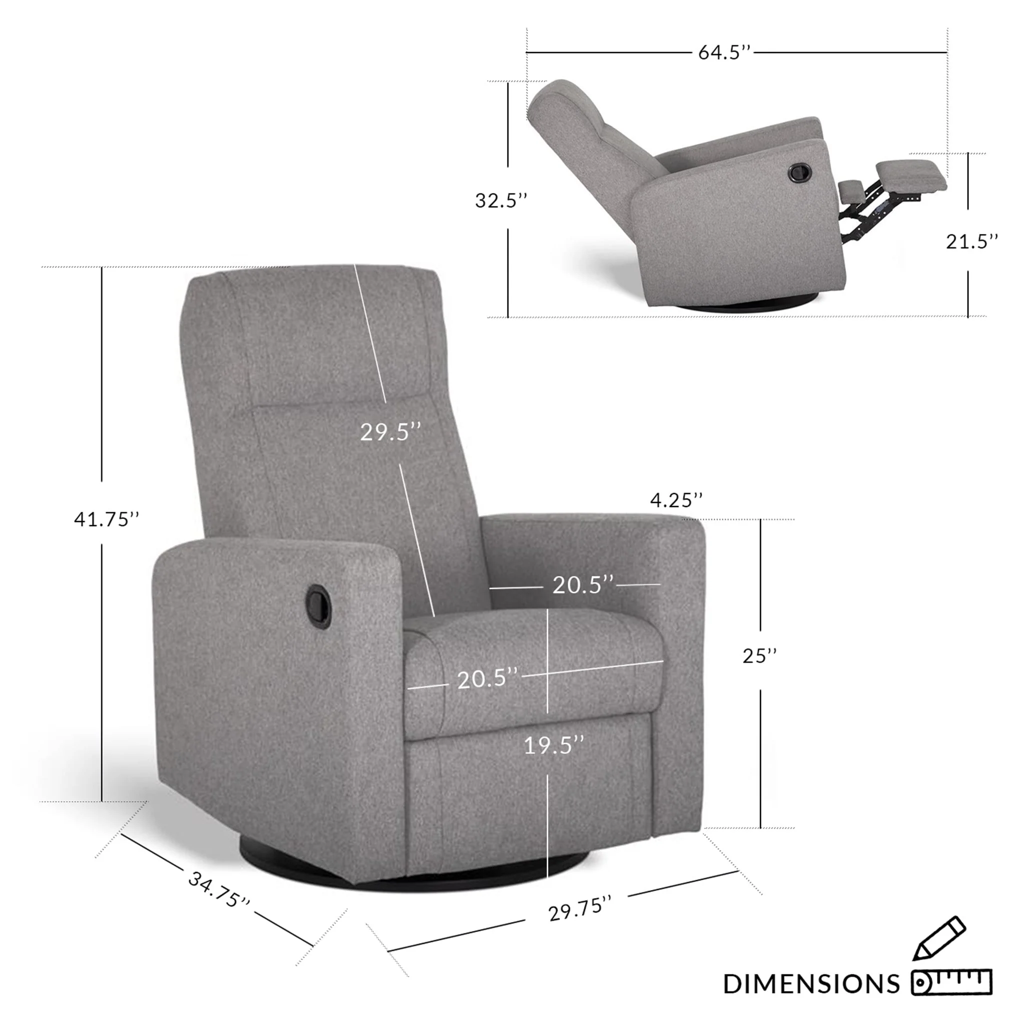 Fauteuil Berçant et Pivotant Nelly - Alta™ Armor 091 / Naturel (Exclusif Clément Tissu Alta™ anti-tache) avec Mécanisme Électrique - Image 4