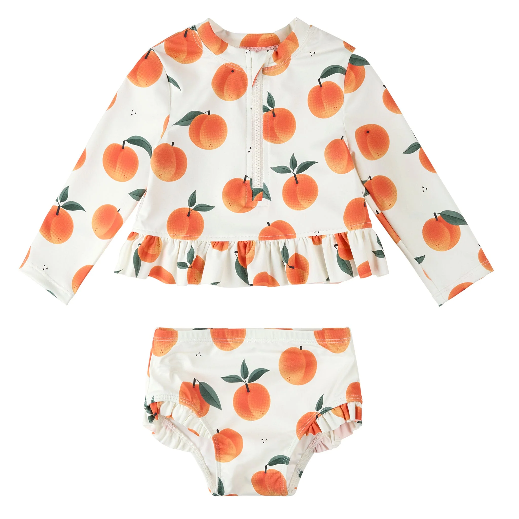 Maillot UV Manches Longues Deux Pièces Oranges 6-24mois