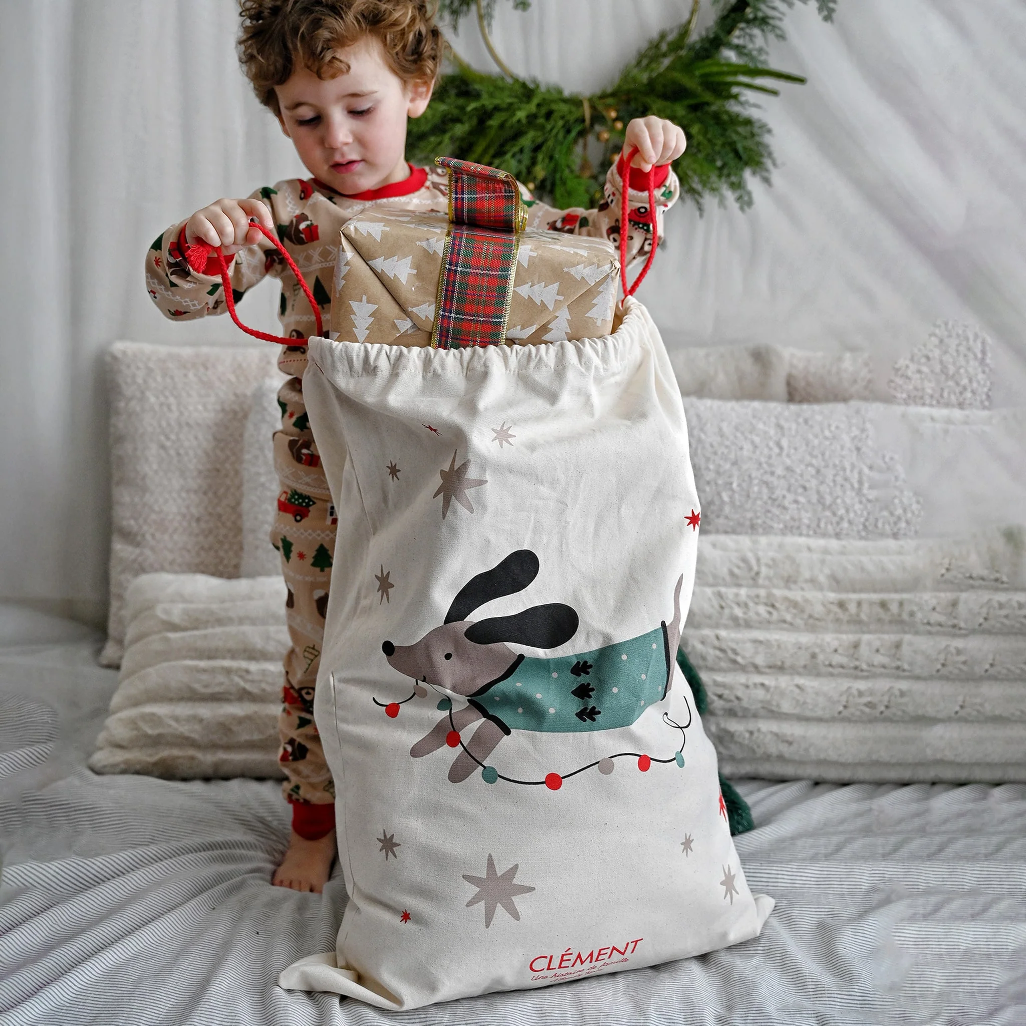 Grand Sac Cadeau / Poche Du Père Noel - Chien - Image 2