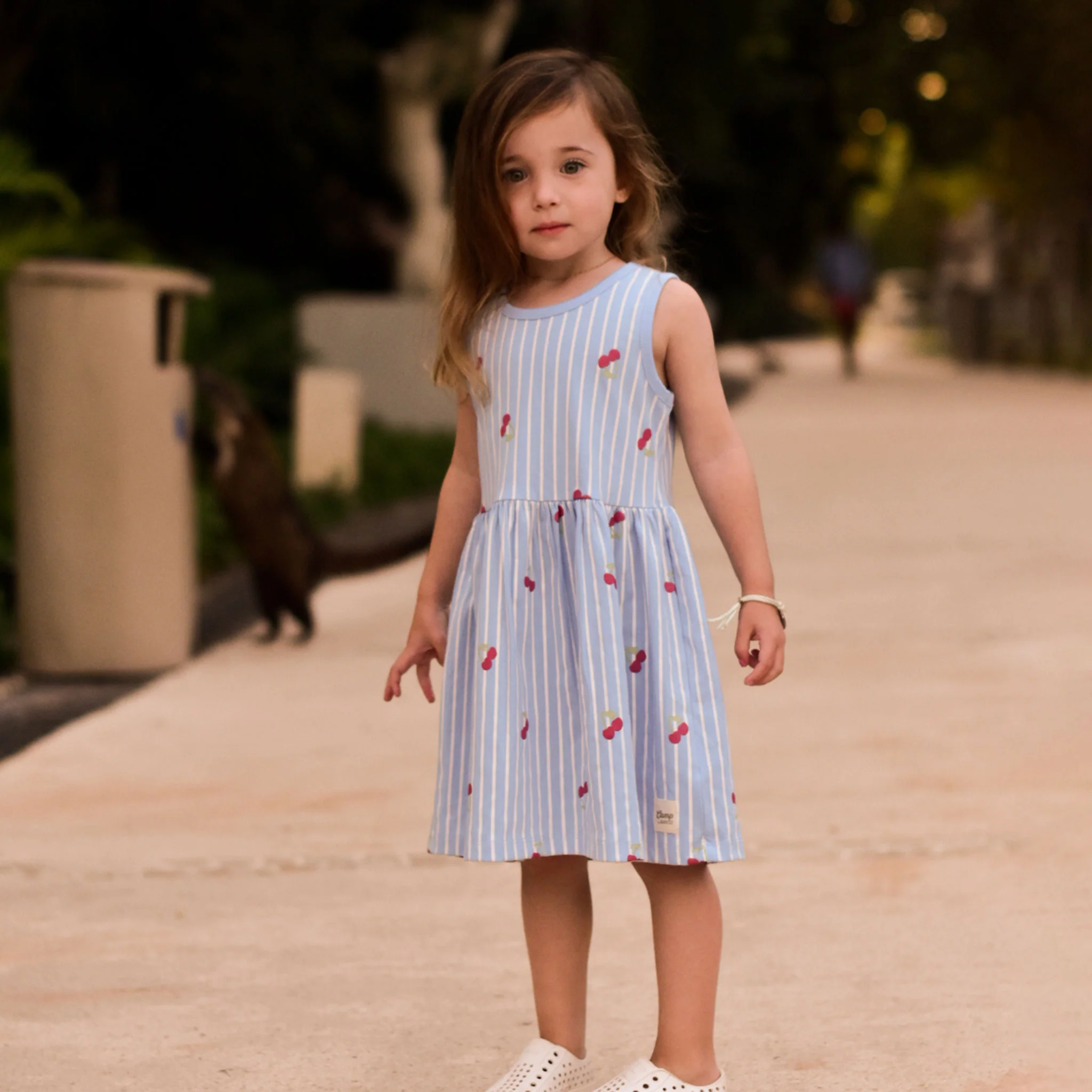 Robe Rayée Cerise 2-8ans - Image 2