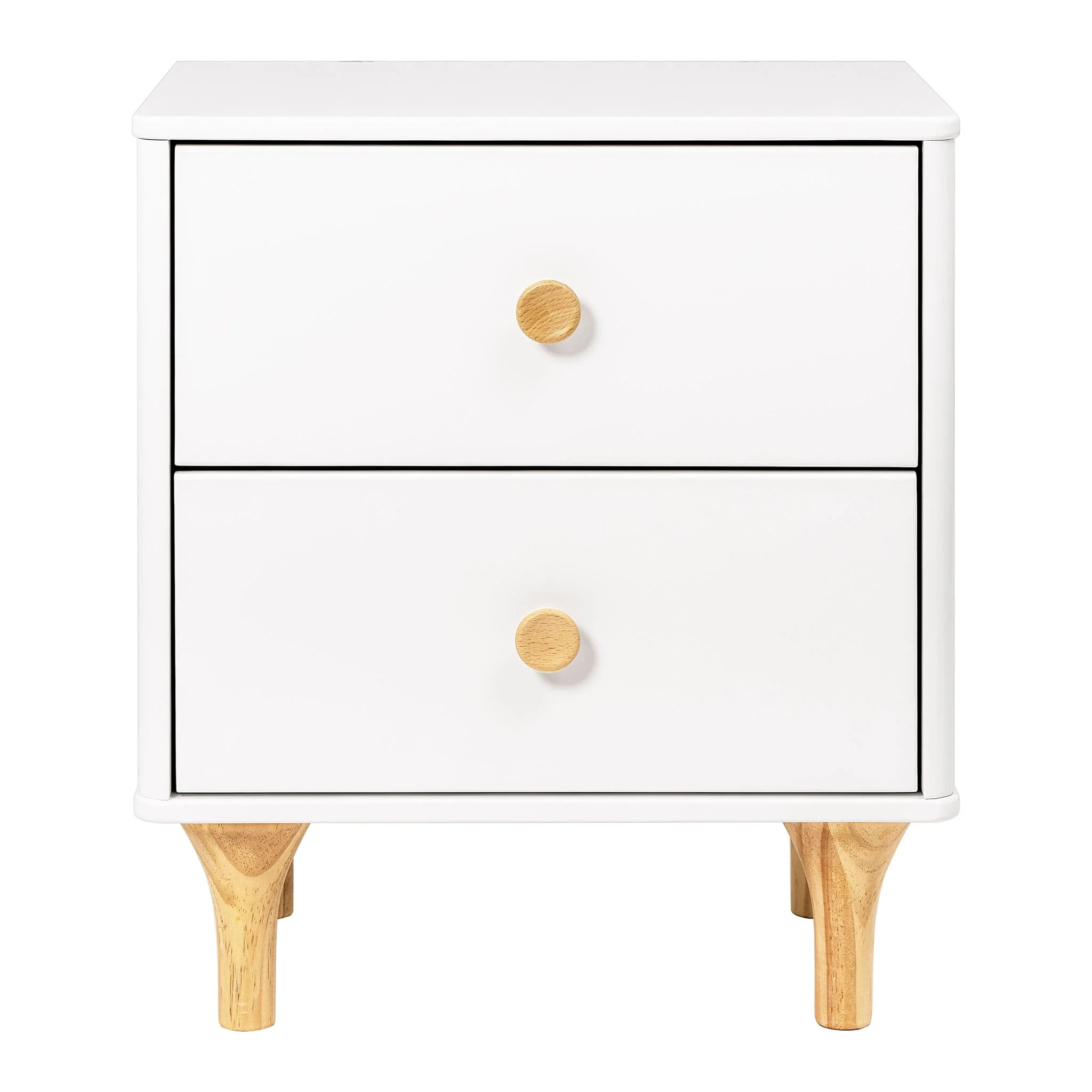 Table de Nuit Lolly avec Port USB - Blanc et Naturel - Image 2