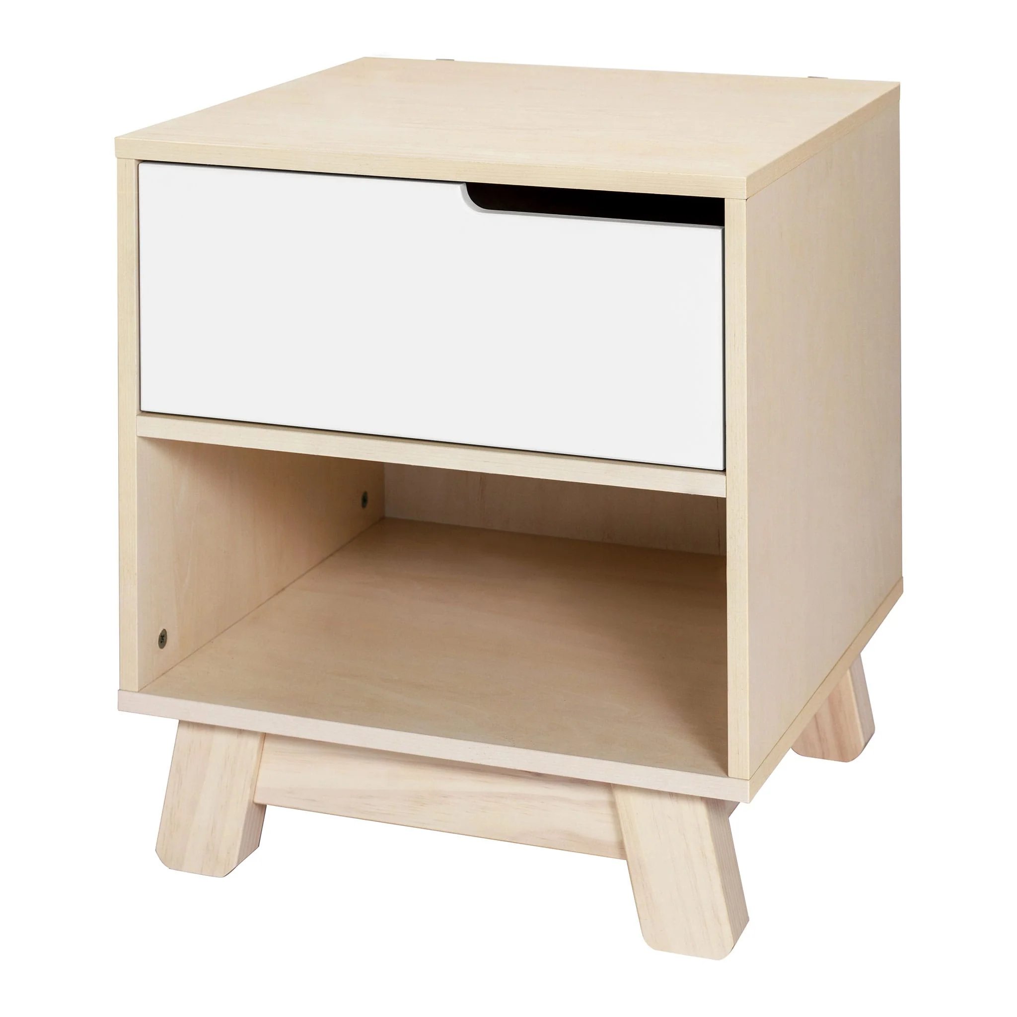 Table de Nuit Hudson avec port USB - Naturel Blanchi / Blanc