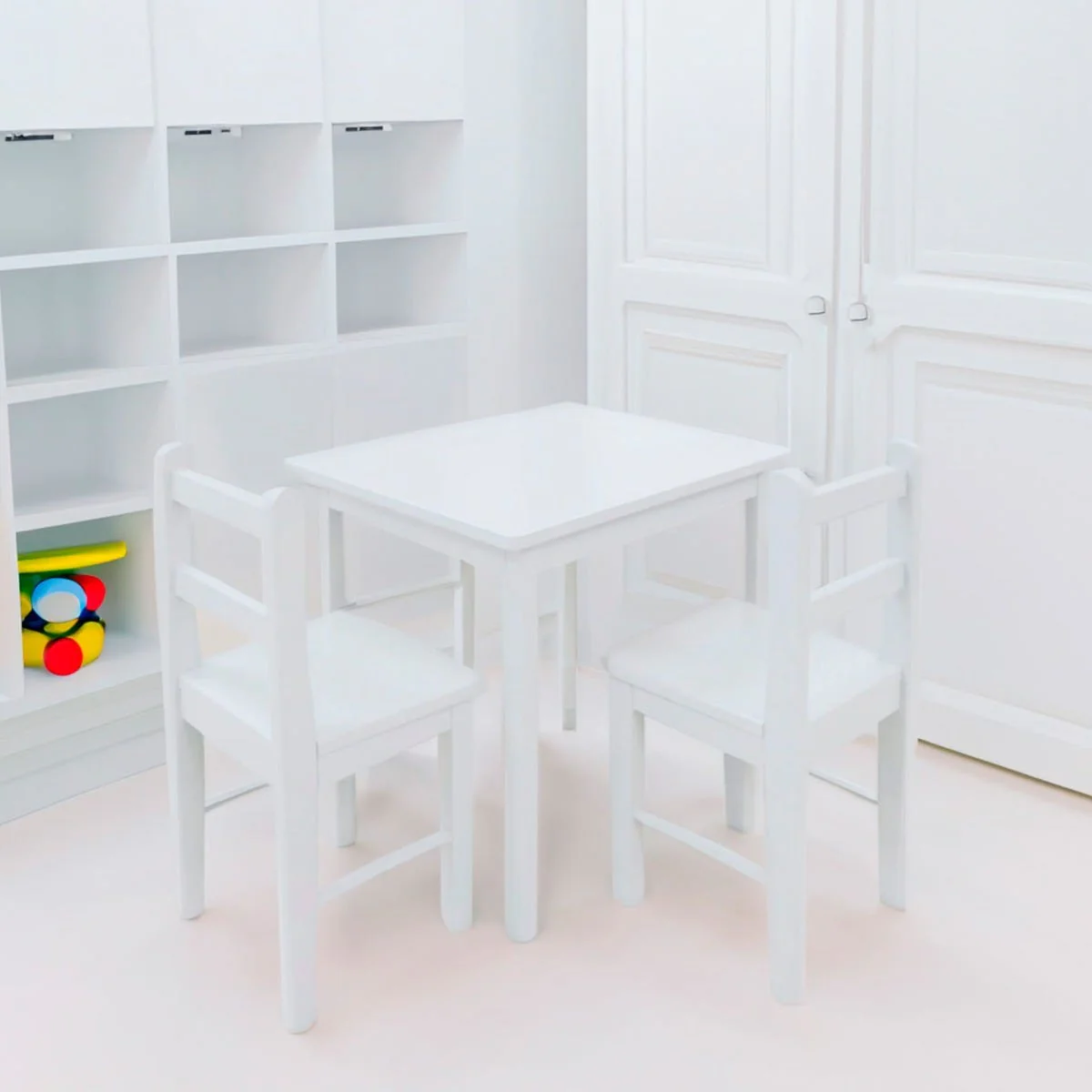 Table et Chaises en Bois - Blanc - Image 2